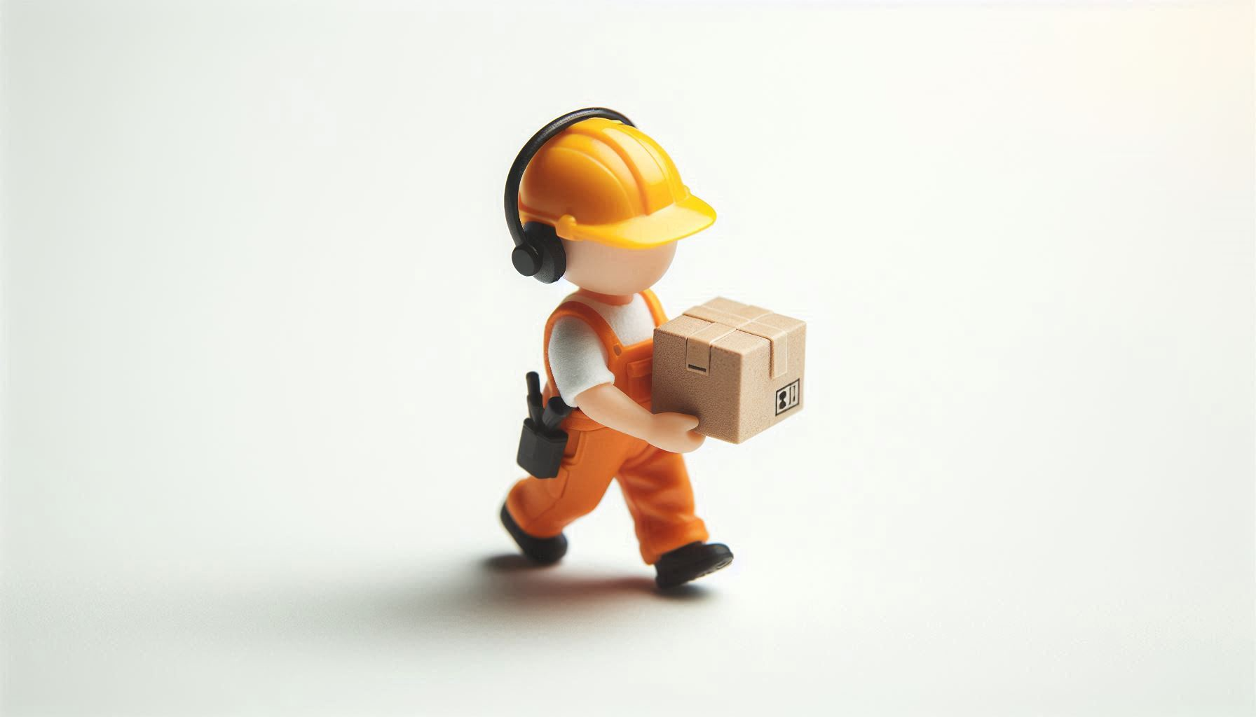 Stilisierte Darstellung eines Bauarbeiters, der ein Paket trägt.  