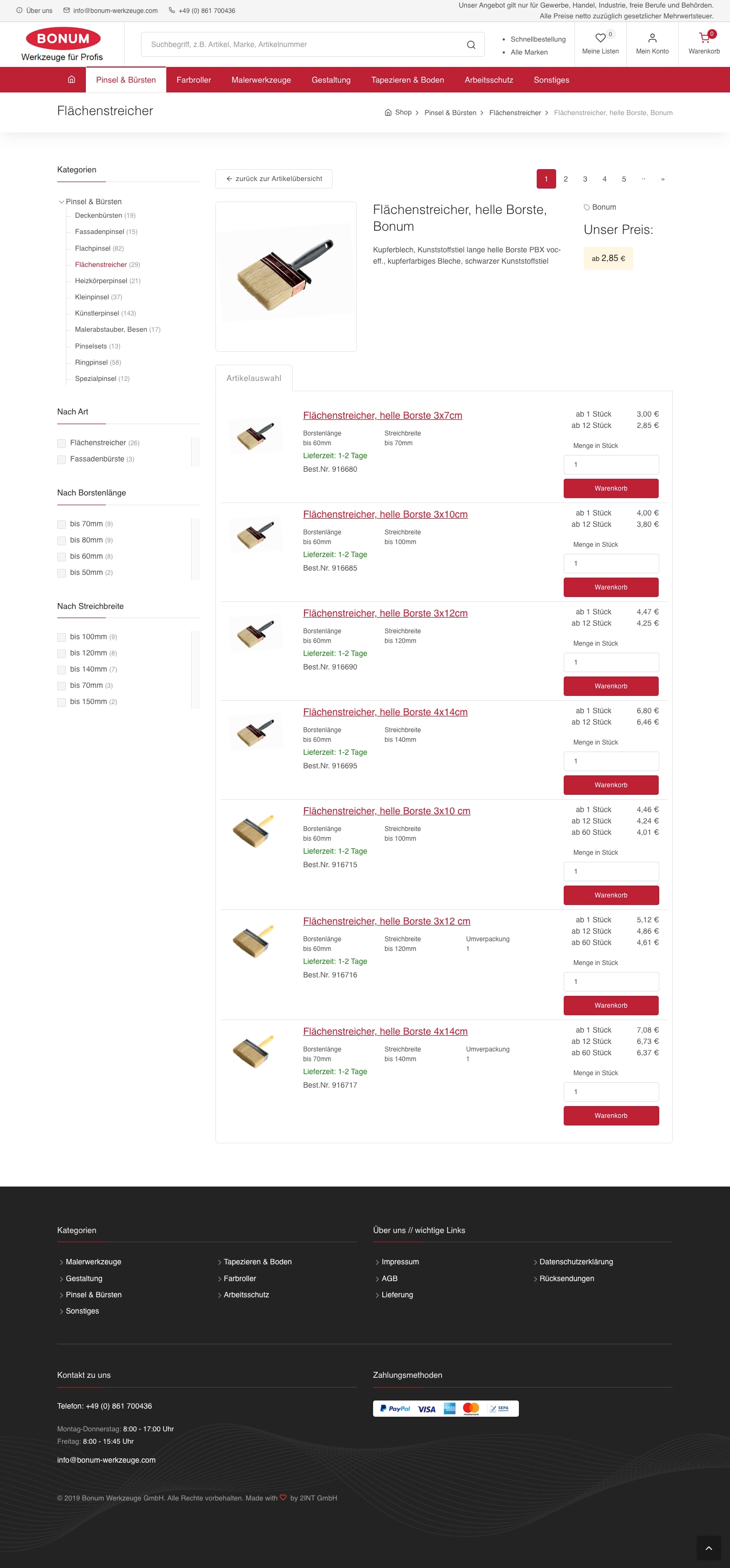 Screenshot eines Online-Shops, der von der 2INT GmbH entwickelt wurde.